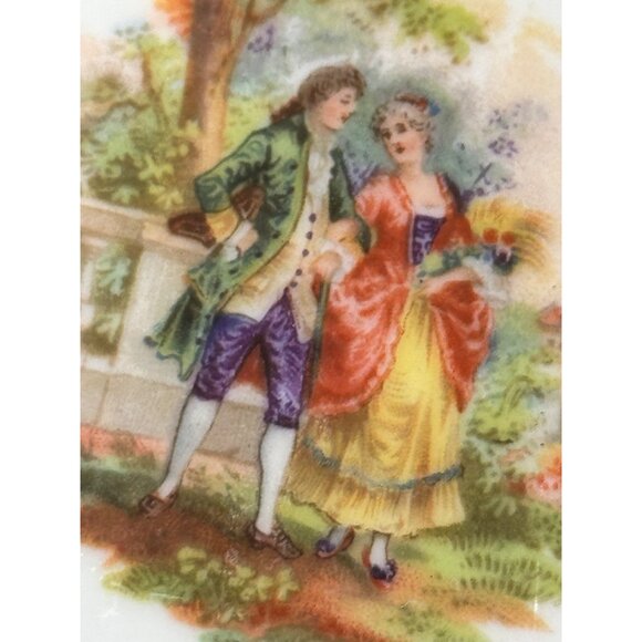 Vintage Germany Pierced Scalloped Gold Edge Lattice Porcelain Plate Rose Garland - Picture 5 of 7